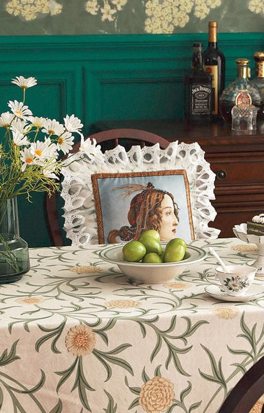 Spring Flower Farmhouse Table Cloth, Wedding Tablecloth, Modern Rectangle Tablecloth Ideas for Dining Table, Square Tablecloth for Coffee Table-HomePaintingDecor