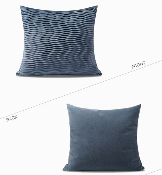 Abstract Blue Decorative Throw Pillows, Large Simple Throw Pillow for Interior Design, Geomeric Contemporary Square Modern Throw Pillows for Couch-HomePaintingDecor
