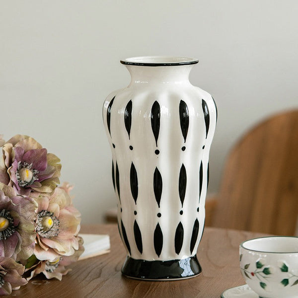 Modern Flower Vases on Table, Porcelain Flower Vases, Water Holding Flower Vases, Handmade Bouquet Ceramic Vases-HomePaintingDecor