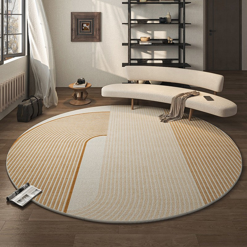 Geometric Modern Round Rugs for Living Room, Contemporary Area Rugs for Bedroom, Round Area Rugs for Dining Room, Coffee Table Rugs, Circular Modern Area Rug-HomePaintingDecor