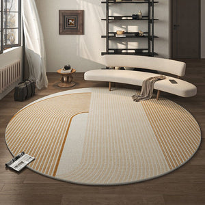 Geometric Modern Round Rugs for Living Room, Contemporary Area Rugs for Bedroom, Round Area Rugs for Dining Room, Coffee Table Rugs, Circular Modern Area Rug-HomePaintingDecor