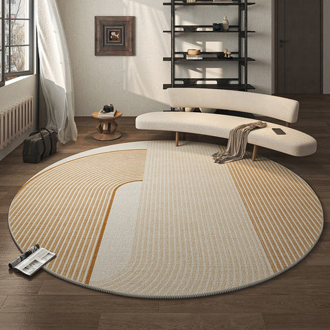 Geometric Modern Round Rugs for Living Room, Contemporary Area Rugs for Bedroom, Round Area Rugs for Dining Room, Coffee Table Rugs, Circular Modern Area Rug-HomePaintingDecor