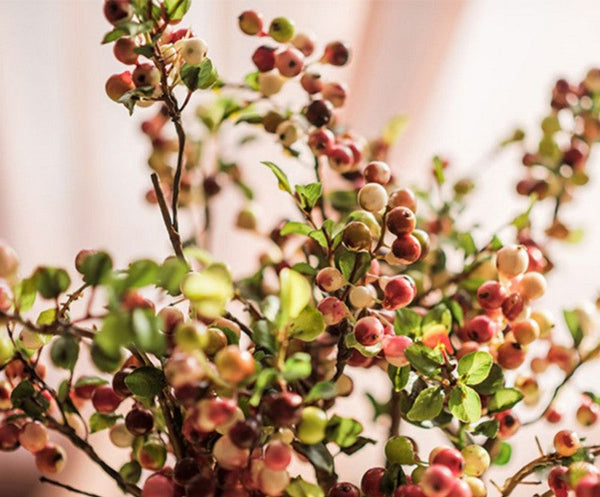 Cranberry Fruit Branch, Flower Arrangement Ideas for Living Room, Unique Artificial Flowers for Home Decoration, Spring Artificial Floral for Bedroom-HomePaintingDecor