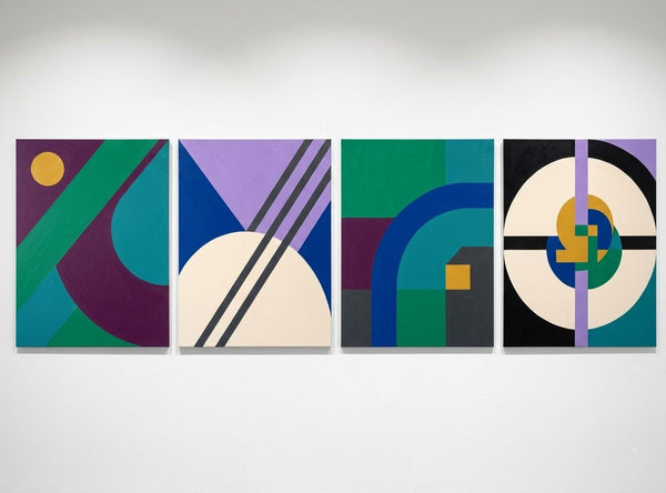 Abstract Geometric Art, Modern Paintings for Mid Century Living Room, Multi Panel Canvas Paintings-HomePaintingDecor