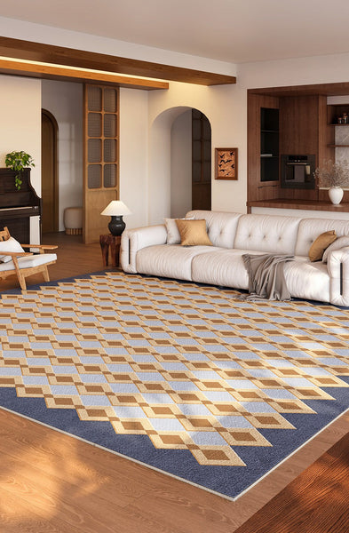 Abstract Modern Rugs for Dining Room, Geometric Contemporary Rugs for Living Room, Modern Carpets for Living Room, Mid Century Modern Rugs Next to Bed-HomePaintingDecor