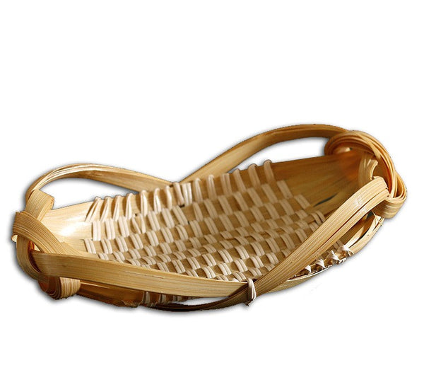 Natural Hand-woven Bamboo Basket, Lovely Cute Picnic Food Basket, Bamboo Basket for Food, Natural Fruit Basket Kitchen Storage Baskets-HomePaintingDecor