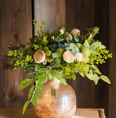 Spring Flower Arrangement for Living Room, Ranunculus Asiaticus, Globe Amaranth, Botany Plants, Beautiful Modern Flower Arrangement Ideas for Home Decoration-HomePaintingDecor