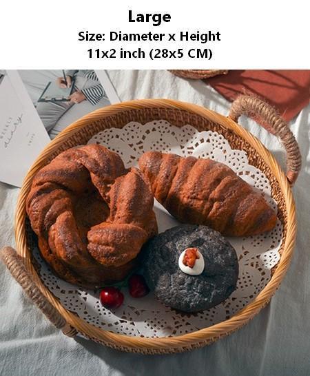 Rattan Storage Basket with Handle, Small Storage Baskets, Round Straoge Basket, Woven Storage Baskets for Kitchen-HomePaintingDecor