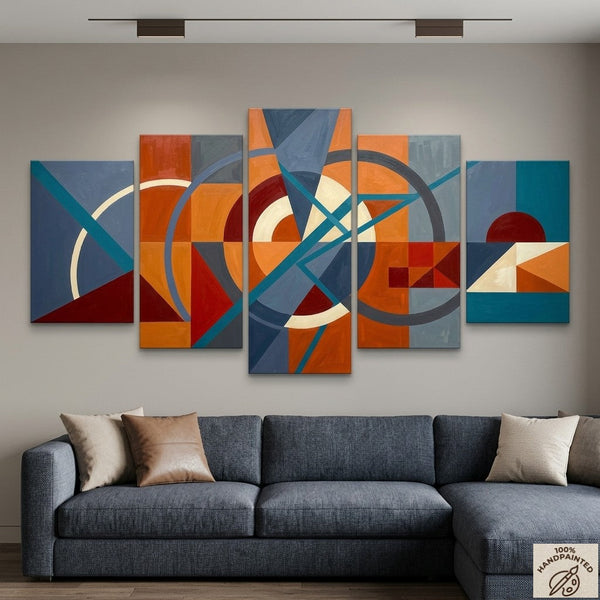 Abstract Acrylic Paintings, Hand Painted Canvas Art, Large Modern Paintings for Bedroom, Geometric Contemporary Art-HomePaintingDecor
