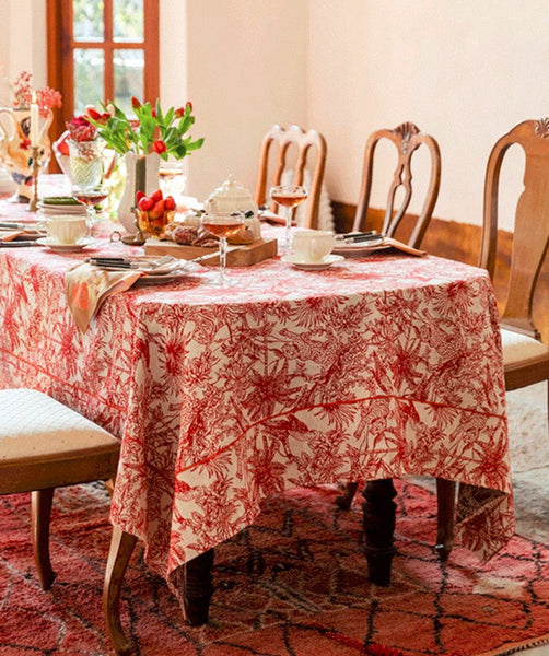 Modern Rectangle Tablecloth for Dining Room Table, Jungle Animals Leopard Parrot Pattern Tablecloth for Home Decoration, Large Square Tablecloth, Christmas Tablecloth-HomePaintingDecor