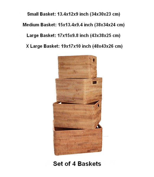 Extra Large Woven Baskets for Living Room, Storage Baskets for Clothes, Storage Baskets for Kitchen, Rectangular Storage Basket for Bedroom, Storage Baskets for Shelves-HomePaintingDecor