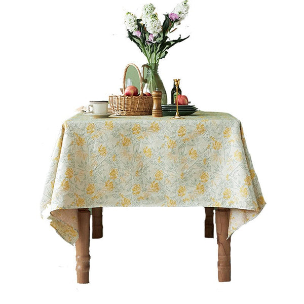Natural Spring Farmhouse Table Cloth, Large Modern Rectangle Tablecloth for Dining Room Table, Square Tablecloth for Round Table, Flower Pattern Tablecloth-HomePaintingDecor