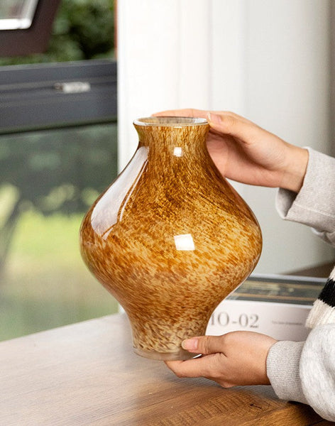 Modern Glass Bud Vases, Centerpiece Vases on Table, Handmade Liuli Vases, Color Glaze Vase, Contemporary Vases for Modern Home Decor-HomePaintingDecor