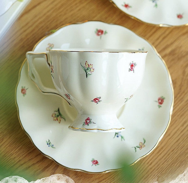 Porcelain Tea Cup Saucer Set, Beautiful British Tea Cups, Traditional English Tea Cup and Saucer, Unique Ceramic Coffee Cups-HomePaintingDecor