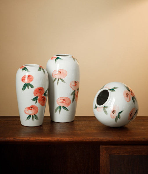 Handmade Water Holding Flower Vases, Modern Flower Vase Centerpiece on Table, Porcelain Flower Vases, Ceramic Bouquet Vases-HomePaintingDecor