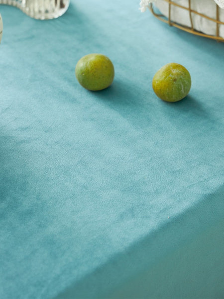 Ramie Velvet Rectangle Tablecloth for Home Decoration, Blue Square Tablecloth for Round Table, Modern Blue Table Cloth for Dining Room Table-HomePaintingDecor