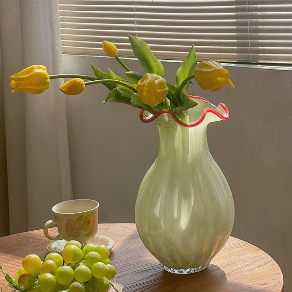 French Vintage Glass Flower Vases, Glass Bud Vases, Flower Vases on Table, Handmade Water Holding Flower Vases-HomePaintingDecor