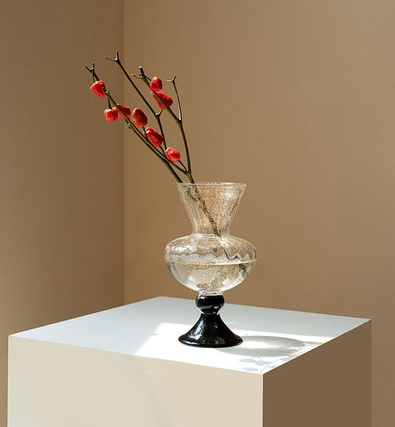 Mid Century Vases for Flowers, Contemporary Glass Vases, Handmade Modern Vases for Living Room, Unique Decorative Glass Vase, Centerpiece Vases on Table-HomePaintingDecor