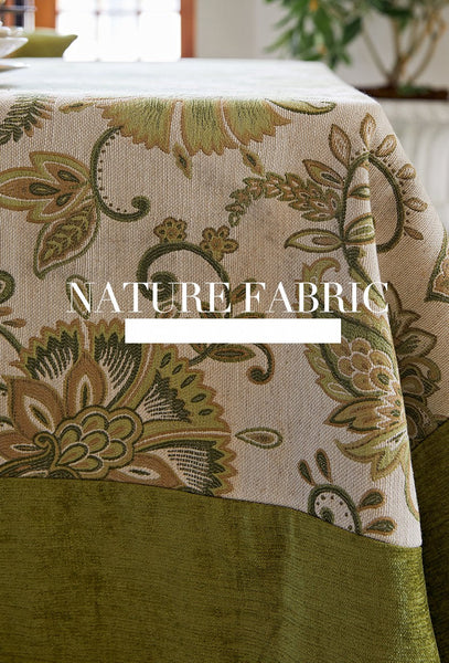 Long Rectangular Tablecloth for Round Table, Extra Large Modern Tablecloth Ideas for Dining Room Table, Green Flower Pattern Table Cover for Kitchen, Outdoor Picnic Tablecloth-HomePaintingDecor