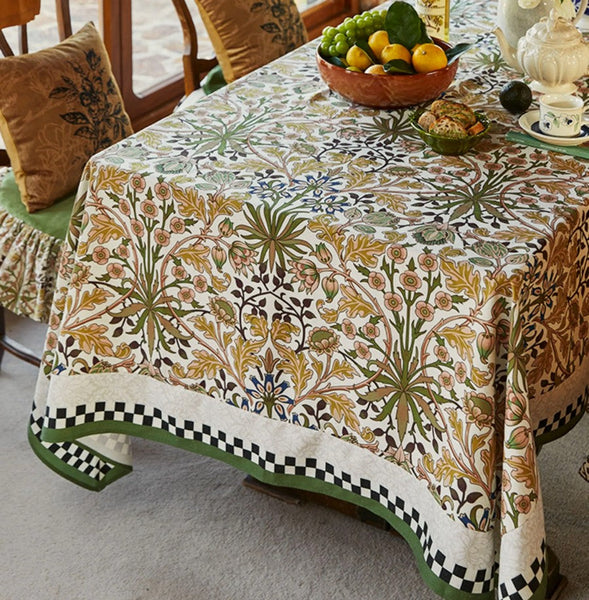 Extra Large Flower Table Covers for Round Table, Modern Rectangle Tablecloth for Dining Table, Farmhouse Table Cloth for Oval Table, Square Tablecloth for Kitchen-HomePaintingDecor