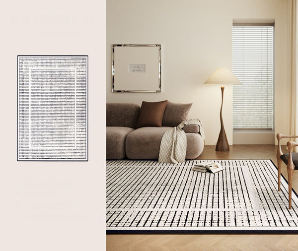 Mid Century Modern Rugs for Bedroom, Large Modern Rugs for Living Room, Contemporary Abstract Rugs under Dining Room Table-HomePaintingDecor