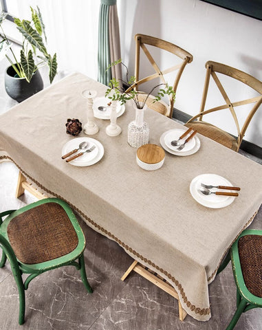 Cotton and Linen Tablecloth for Home Decoration, Large Rectangle Table Cover for Dining Room Table, Modern Table Cloth, Square Tablecloth for Round Table-HomePaintingDecor