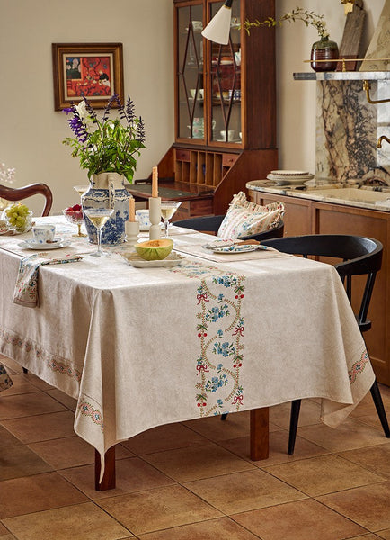 Spring Flower Table Covers for Round Table, Large Modern Rectangle Tablecloth for Dining Table, Farmhouse Table Cloth for Oval Table, Square Tablecloth for Kitchen-HomePaintingDecor