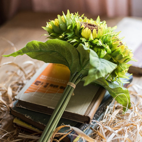 Unique Flower Arrangement for Home Decoration, A Bunch of Sunflowers, Bedroom Flower Arrangement Ideas, Beautiful Artificial Flowers for Living Room-HomePaintingDecor