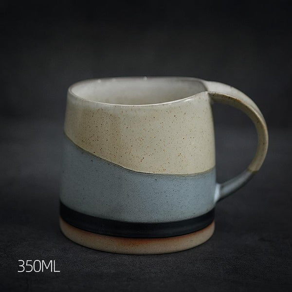 Black Pottery Coffee Cup, Ceramic Coffee Mug, Latte Coffee Cup, Handmade Coffee Cup, Large Tea Cup-HomePaintingDecor