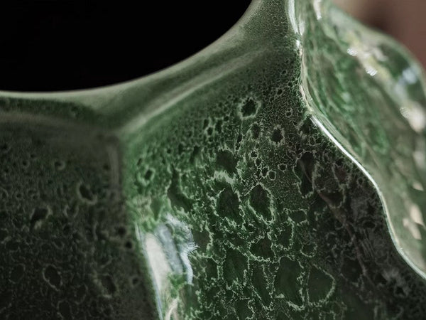 Large Contemporary Vases on Dining Table, Handmade Modern Flower Vase, Centerpiece Ceramic Bouquet Vases, Green Porcelain Vases for Modern Home Decor-HomePaintingDecor