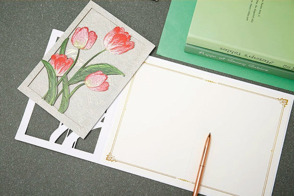 Creative Birthday Greeting Card, Tulip Flower Greeting Cards, Beautiful Greeting Cards to Friends, Original Handmade Greeting Cards-HomePaintingDecor