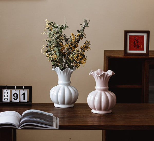 Ceramic Bud Vases, Small Flower Vases on Table, Handmade Water Holding Flower Vase, Rustic Porcelain Flower Vases-HomePaintingDecor