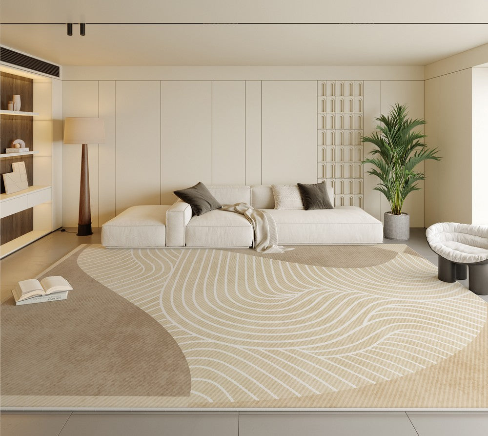 Bedroom Modern Rugs Geometric Carpets Contemporary, Beige Ivory Soft Texture