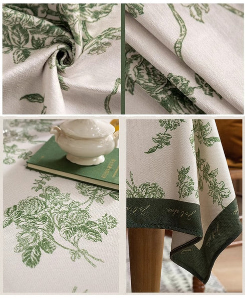 Chenille Flower Tablecloth for Dining Table, Elegant French Style Table Cover for Dining Room Table, Modern Rectangle Tablecloth for Oval Table