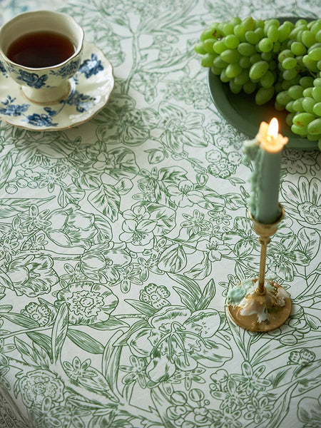 Natural Spring Farmhouse Table Cloth, Extra Large Rectangle Tablecloth for Dining Room Table, Flower Pattern Cotton Tablecloth, Square Tablecloth for Round Table-HomePaintingDecor