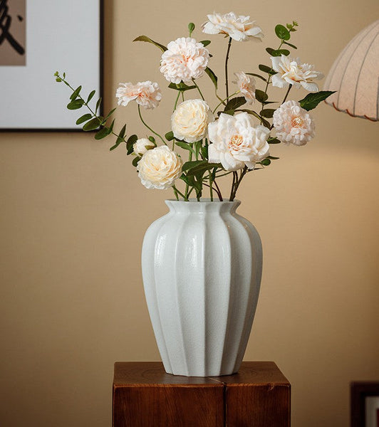 Large Flower Vases on Table, Centerpiece Ceramic Bud Vases, Porcelain Flower Vases, Handmade Water Holding Flower Vase-HomePaintingDecor