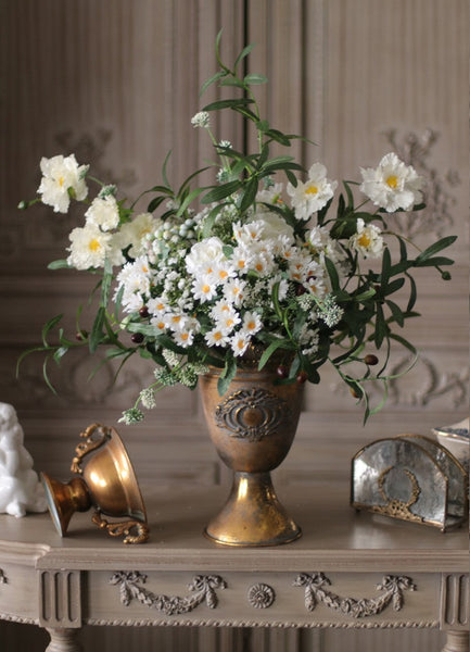 Real Touch Artificial Floral for Living Room, Large Bunch of Daisy and Rose Branch, Beautiful Spring Flower Arrangement for Home Decoration, Table Centerpiece-HomePaintingDecor