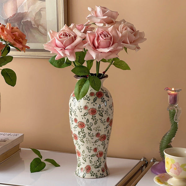 Ceramic Bouquet Vases, Tall Flower Vases on Table, Rustic Porcelain Flower Vases, Handmade Water Holding Flower Vases-HomePaintingDecor