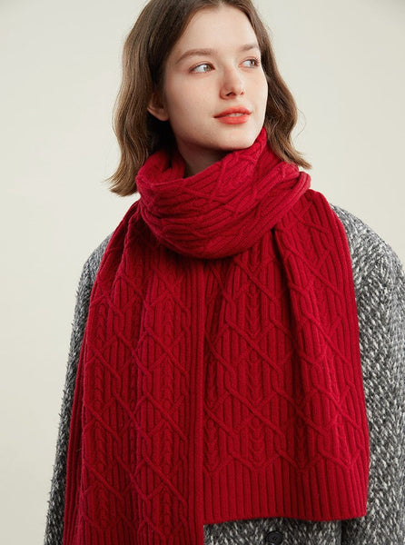 Cold Weather Scarf, Casual Scarf for Women, Fashion Designer Scarf, Red Winter Scarf, Modern Wool Scarf for Women, Soft Cashmere Scarf for Women-HomePaintingDecor