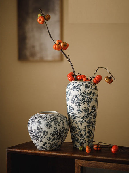 Porcelain Flower Vases, Modern Ceramic Bouquet Vases, Centerpiece on Dining Table, Flower Vase on Table, Handmade Water Holding Flower Vases-HomePaintingDecor
