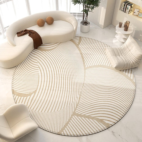 Contemporary Modern Rug for Living Room, Geometric Round Rugs for Dining Room, Modern Area Rugs for Bedroom, Circular Modern Rugs under Chairs-HomePaintingDecor