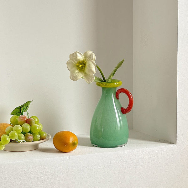 Small Flower Vase, Modern Glass Flower Vases, Handmade Glass Bud Vases, Water Holding Flower Vases, Flower Vases on Table-HomePaintingDecor