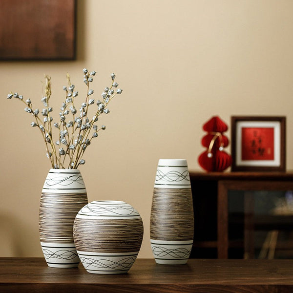 Large Flower Vase on Table, Modern Bouquet Flower Vases, Centerpiece on Dining Table, Handmade Pottery Flower Vases Urn, Water Holding Flower Vases-HomePaintingDecor