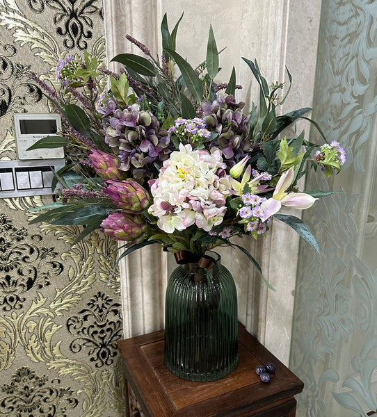 Large Bunch of Flowers Arrangement, Faux Silk Floral Table Centerpiece, Creative Flower Arrangement Ideas for Interior Design, Modern Artificial Floral Arrangement-HomePaintingDecor