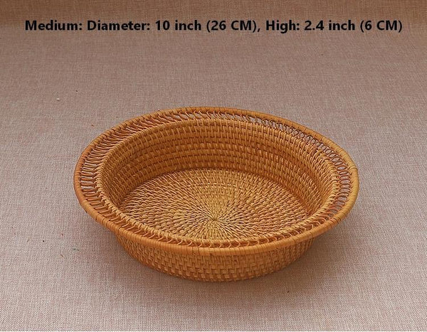 Rattan Small Storage Baskets, Round Storage Basket for Pantry, Kitchen Storage Baskets, Storage Basket for Dining Room-HomePaintingDecor