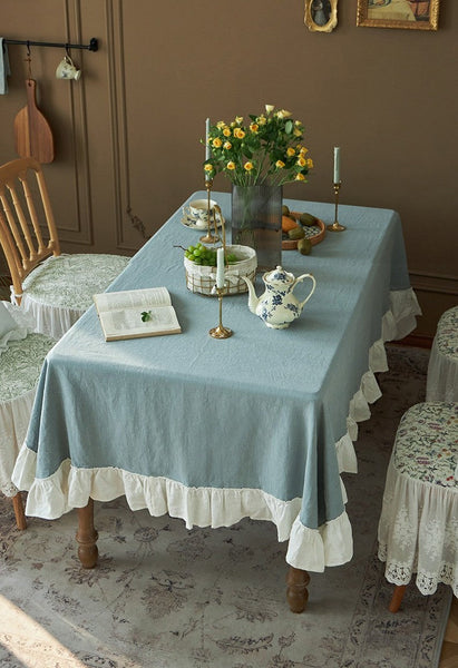 Long Rectangle Tablecloth for Dining Room Table, Blue Modern Table Cloth, Extra Large Tablecloth for Home Decoration, Square Tablecloth for Round Table-HomePaintingDecor