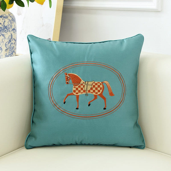 Modern Sofa Decorative Pillows, Embroider Horse Pillow Covers, Modern Decorative Throw Pillows, Horse Decorative Throw Pillows for Couch-HomePaintingDecor