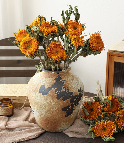 Natural Decorations, A Bunch of Sunflowers, Flower Arrangement, Handmade Artificial Flowers for Home Decor, Natural Dried Sunflower Stems-HomePaintingDecor