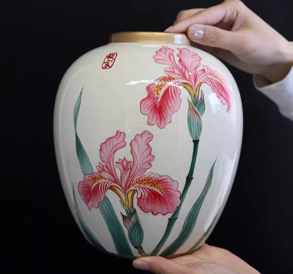 Large Flower Vases on Dining Table, Porcelain Flower Vases, Centerpiece Ceramic Bouquet Vases, Handmade Modern Flower Vase-HomePaintingDecor