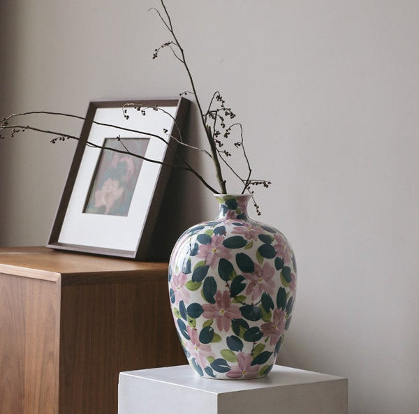Unique Handmade Modern Flower Vase, Large Porcelain Vases for Modern Home Decor, Centerpiece Ceramic Bouquet Vases, Contemporary Vases on Dining Table-HomePaintingDecor